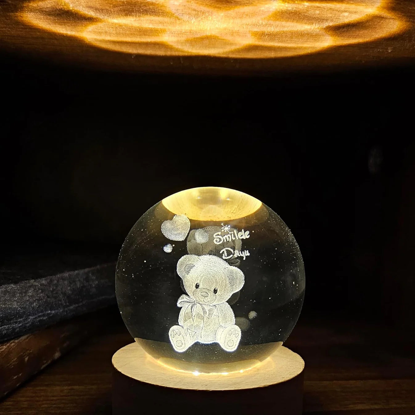 3D Teddy Crystal Night Ball Lamp