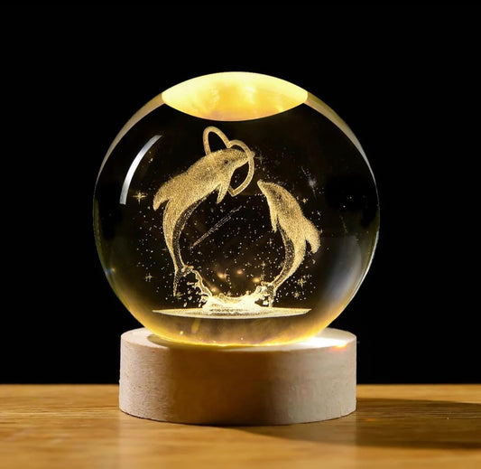 3D Dolphin Crystal Ball Night Lamp