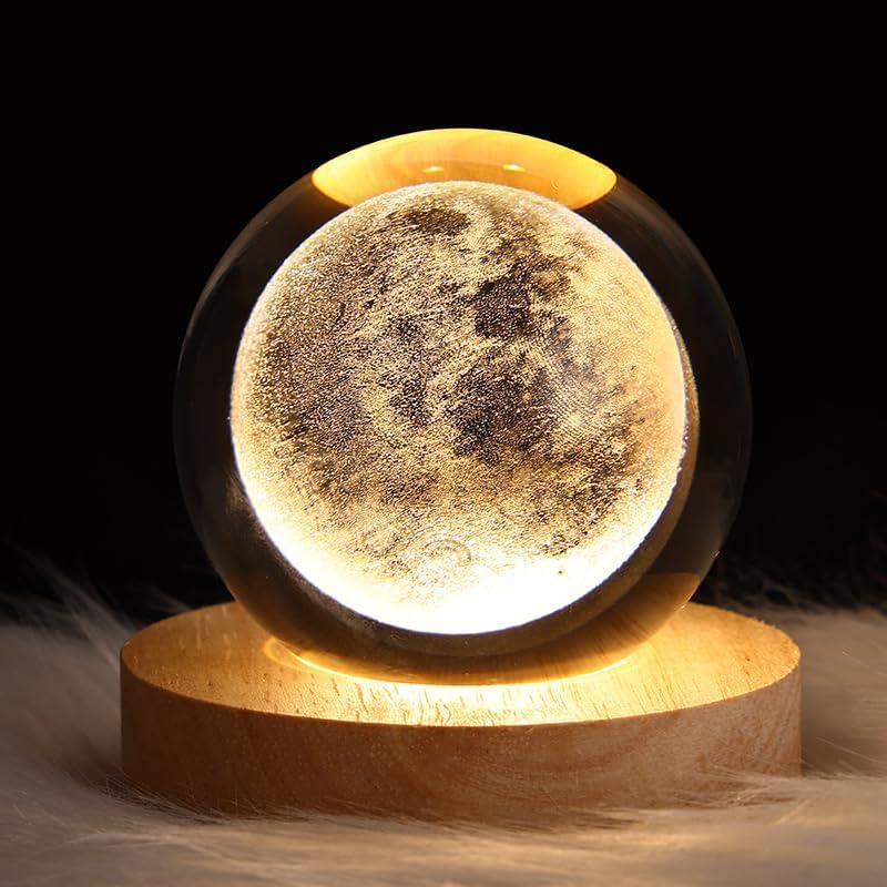 3D Moon Crystal Night Ball Lamp