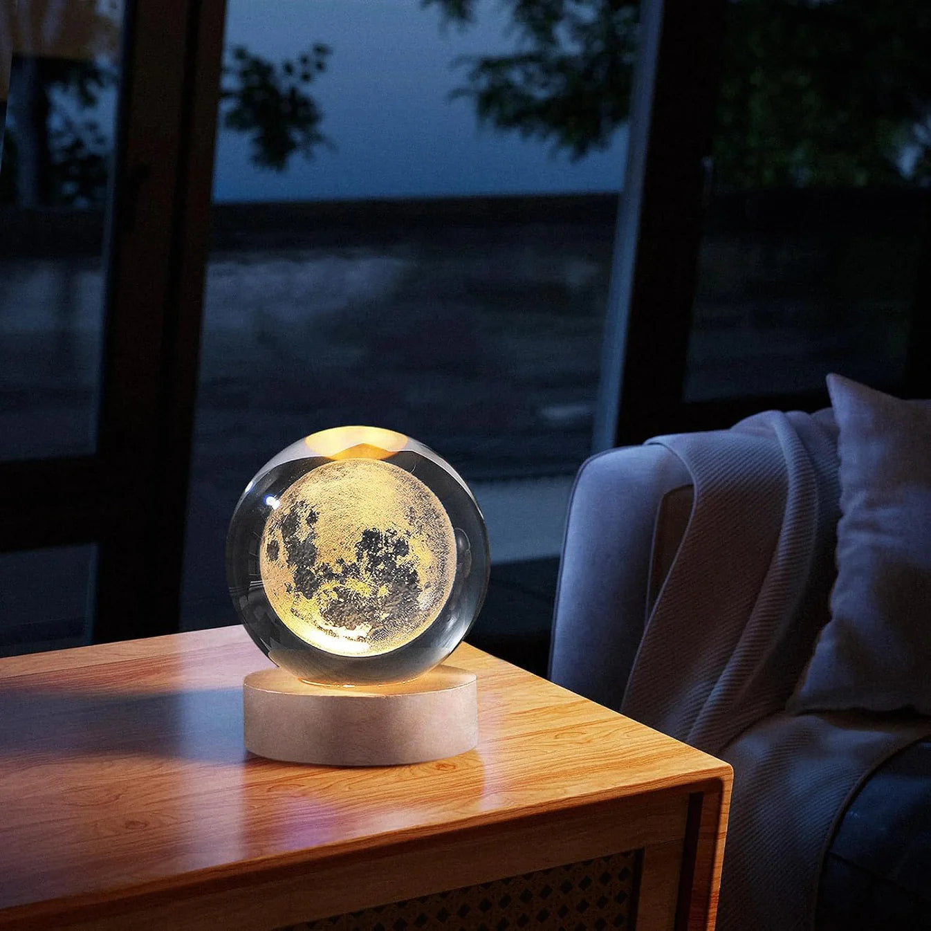 3D Moon Crystal Night Ball Lamp