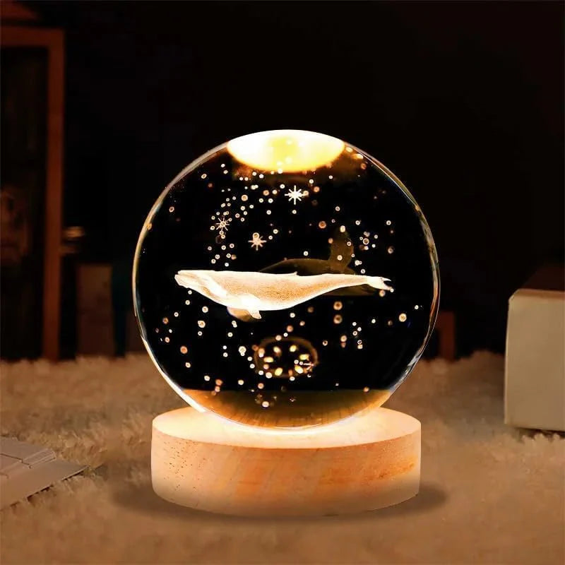 3D Whale Crystal Ball Night Lamp